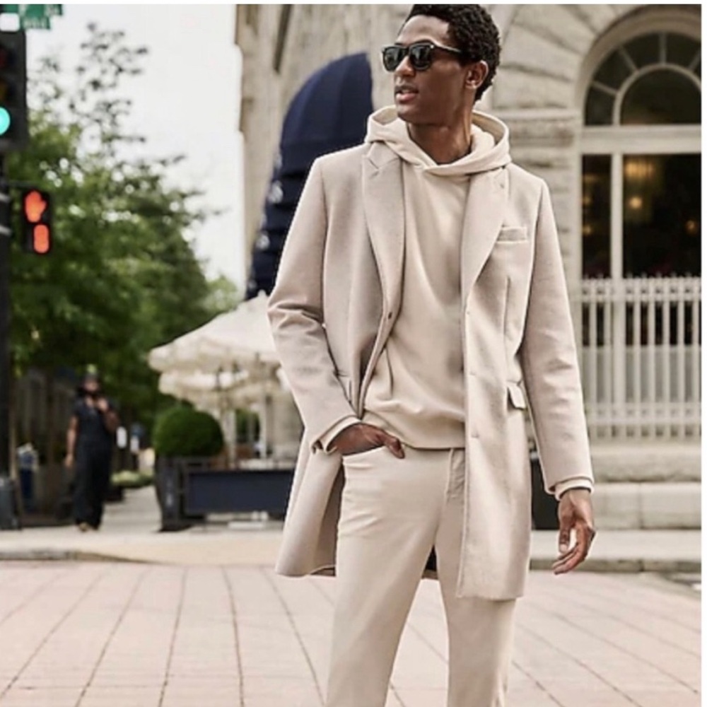 Express cream long coat size XS